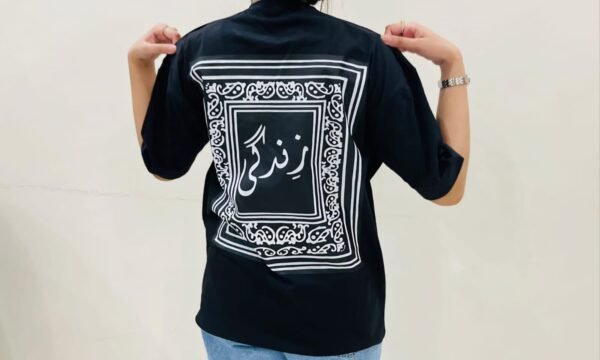 "Zindagi" Bandana Back-Print Drop Shoulder T-Shirt